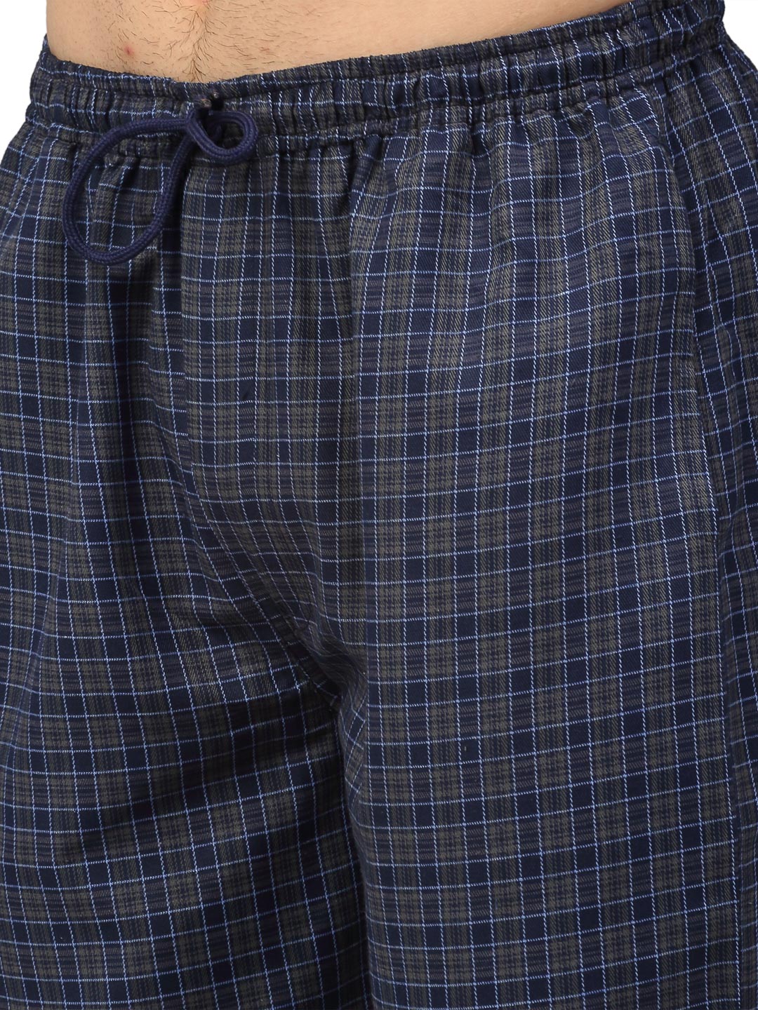Jainish Men's Navy Blue Cotton Checked Track Pants ( JOG 017Navy-Grey ) - Distacart