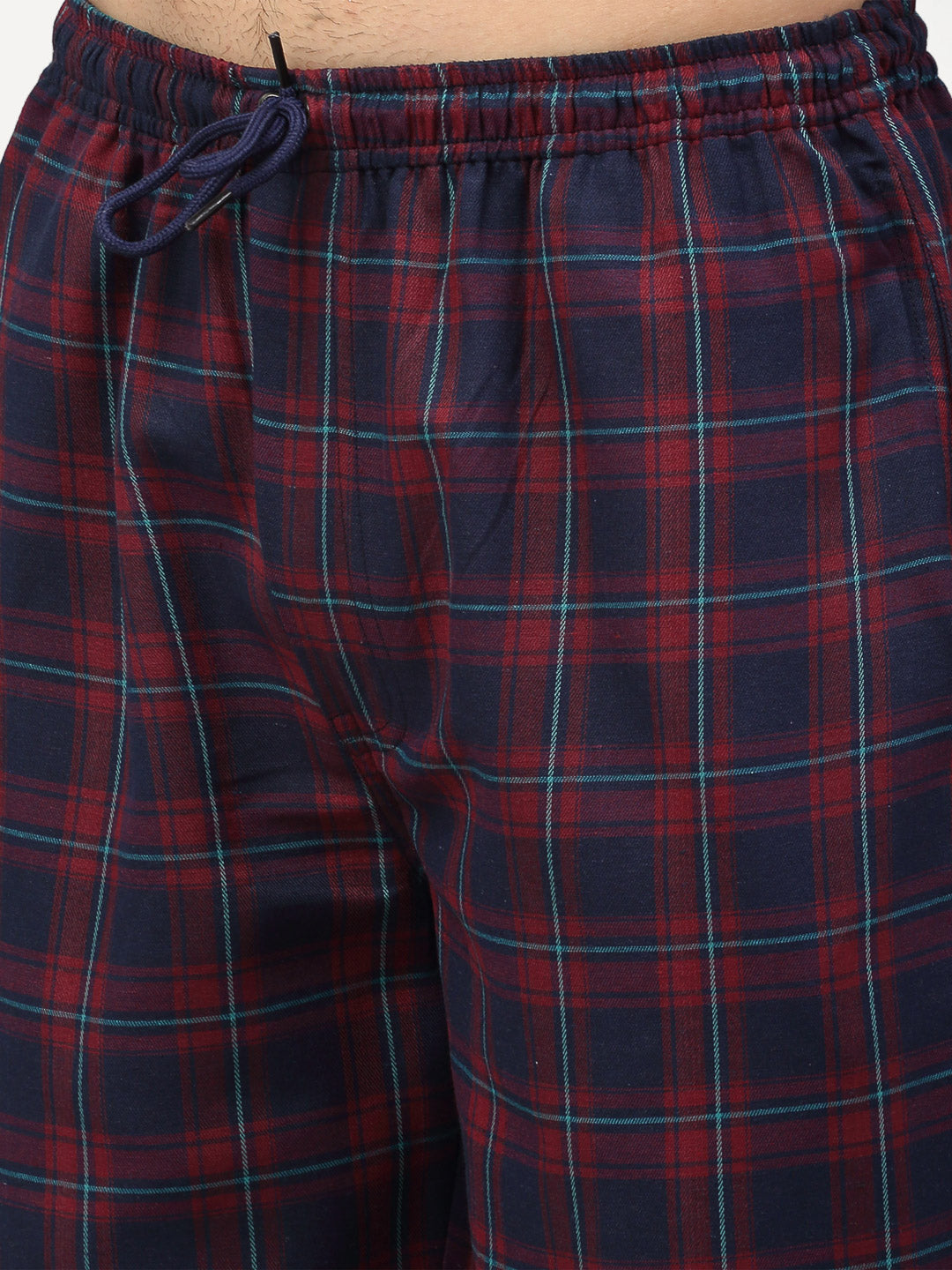 Jainish Men's Blue Cotton Checked Track Pants ( JOG 018Blue-Red ) - Distacart