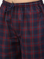 Thumbnail for Jainish Men's Blue Cotton Checked Track Pants ( JOG 018Blue-Red ) - Distacart