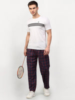 Thumbnail for Jainish Men's Blue Cotton Checked Track Pants ( JOG 018Blue-Red ) - Distacart