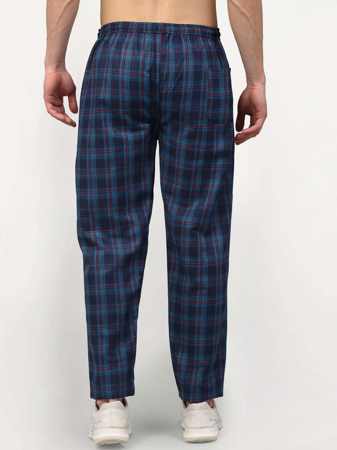Jainish Men's Blue Cotton Checked Track Pants ( JOG 018Blue ) - Distacart