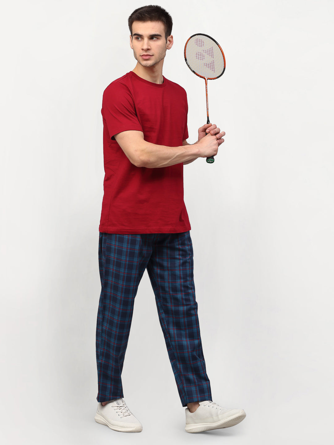 Jainish Men's Blue Cotton Checked Track Pants ( JOG 018Blue ) - Distacart