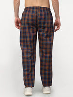 Thumbnail for Jainish Men's Orange Cotton Checked Track Pants ( JOG 018Orange-Blue ) - Distacart