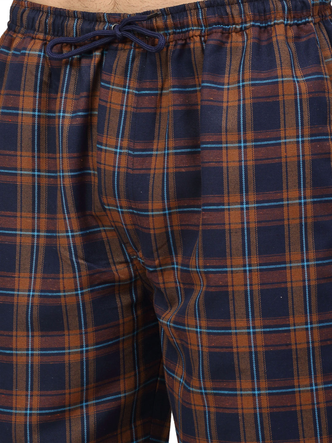 Jainish Men's Orange Cotton Checked Track Pants ( JOG 018Orange-Blue ) - Distacart