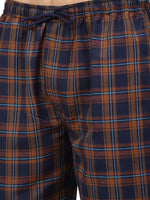 Thumbnail for Jainish Men's Orange Cotton Checked Track Pants ( JOG 018Orange-Blue ) - Distacart