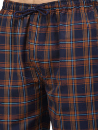 Thumbnail for Jainish Men's Orange Cotton Checked Track Pants ( JOG 018Orange-Blue ) - Distacart