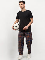 Thumbnail for Jainish Men's Orange Cotton Checked Track Pants ( JOG 018Orange-Blue ) - Distacart