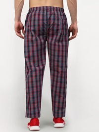 Thumbnail for Jainish Men's Grey Cotton Checked Track Pants ( JOG 019Grey-Red ) - Distacart