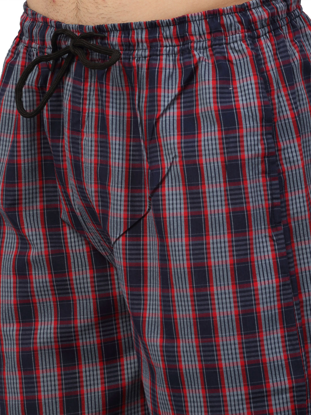 Jainish Men's Grey Cotton Checked Track Pants ( JOG 019Grey-Red ) - Distacart
