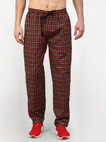 Thumbnail for Jainish Men's Orange Cotton Checked Track Pants ( JOG 019Orange-Red ) - Distacart