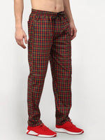 Thumbnail for Jainish Men's Orange Cotton Checked Track Pants ( JOG 019Orange-Red ) - Distacart