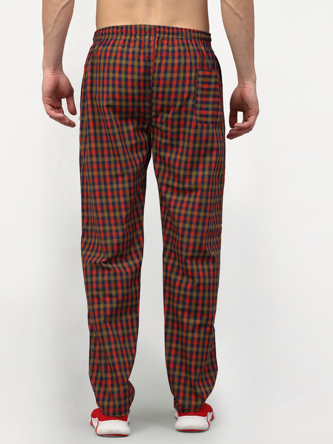 Jainish Men's Orange Cotton Checked Track Pants ( JOG 019Orange-Red ) - Distacart