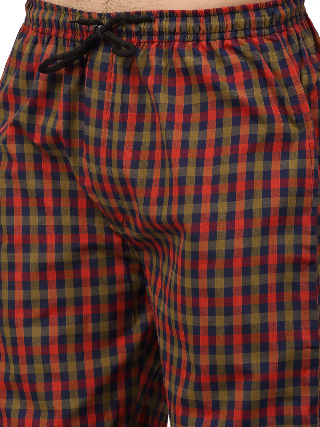 Jainish Men's Orange Cotton Checked Track Pants ( JOG 019Orange-Red ) - Distacart