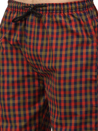 Thumbnail for Jainish Men's Orange Cotton Checked Track Pants ( JOG 019Orange-Red ) - Distacart