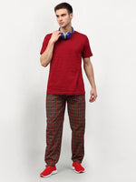 Thumbnail for Jainish Men's Orange Cotton Checked Track Pants ( JOG 019Orange-Red ) - Distacart