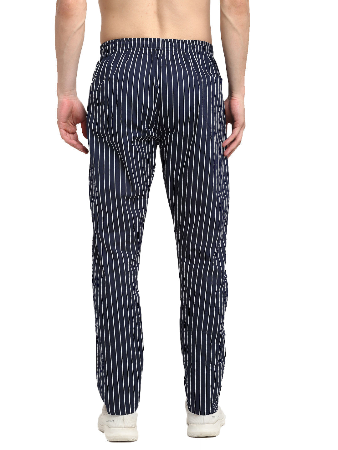 Jainish Men's Navy Blue Cotton Striped Track Pants ( JOG 020Navy ) - Distacart