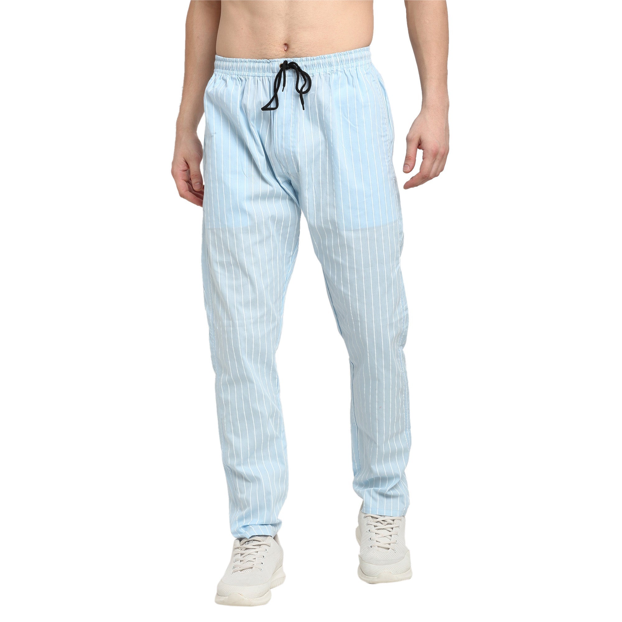Jainish Men's Blue Cotton Striped Track Pants ( JOG 020Sky ) - Distacart