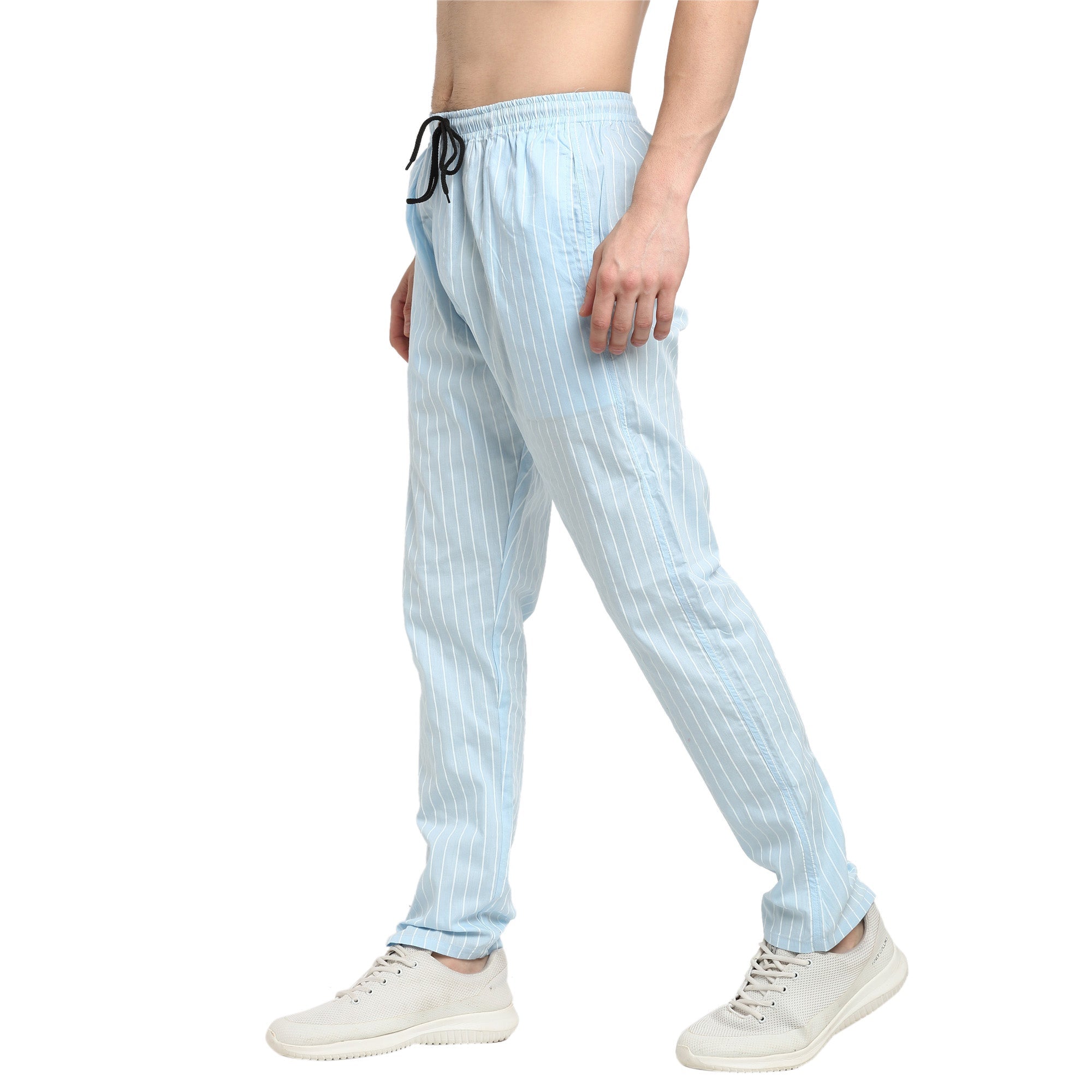 Jainish Men's Blue Cotton Striped Track Pants ( JOG 020Sky ) - Distacart