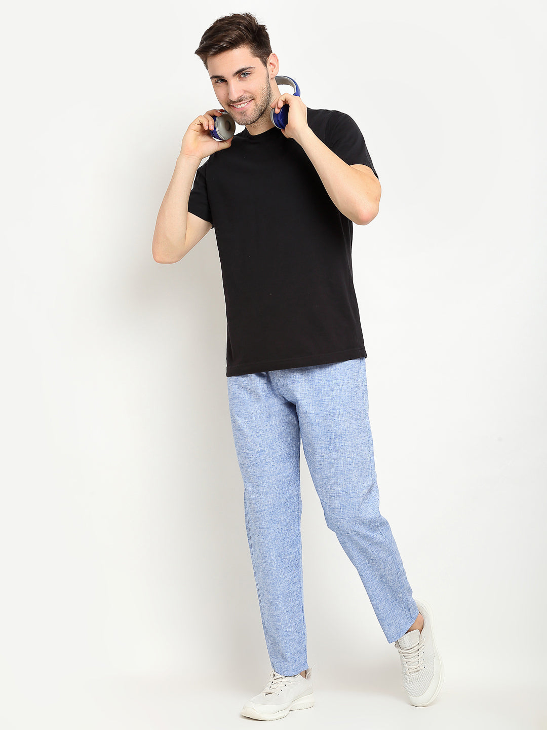 Jainish Men's Blue Linen Cotton Track Pants ( JOG 021Blue ) - Distacart