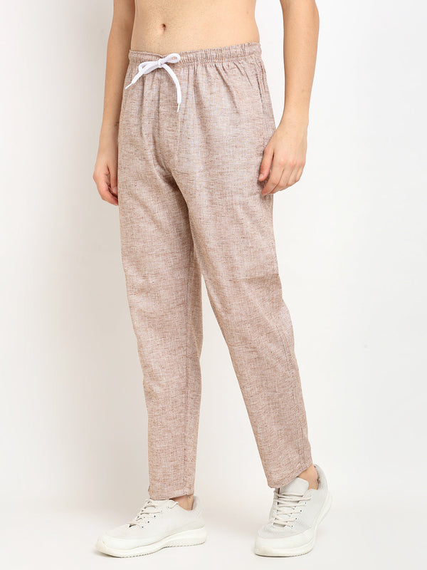 Jainish Men's Brown Linen Cotton Track Pants ( JOG 021Brown ) - Distacart
