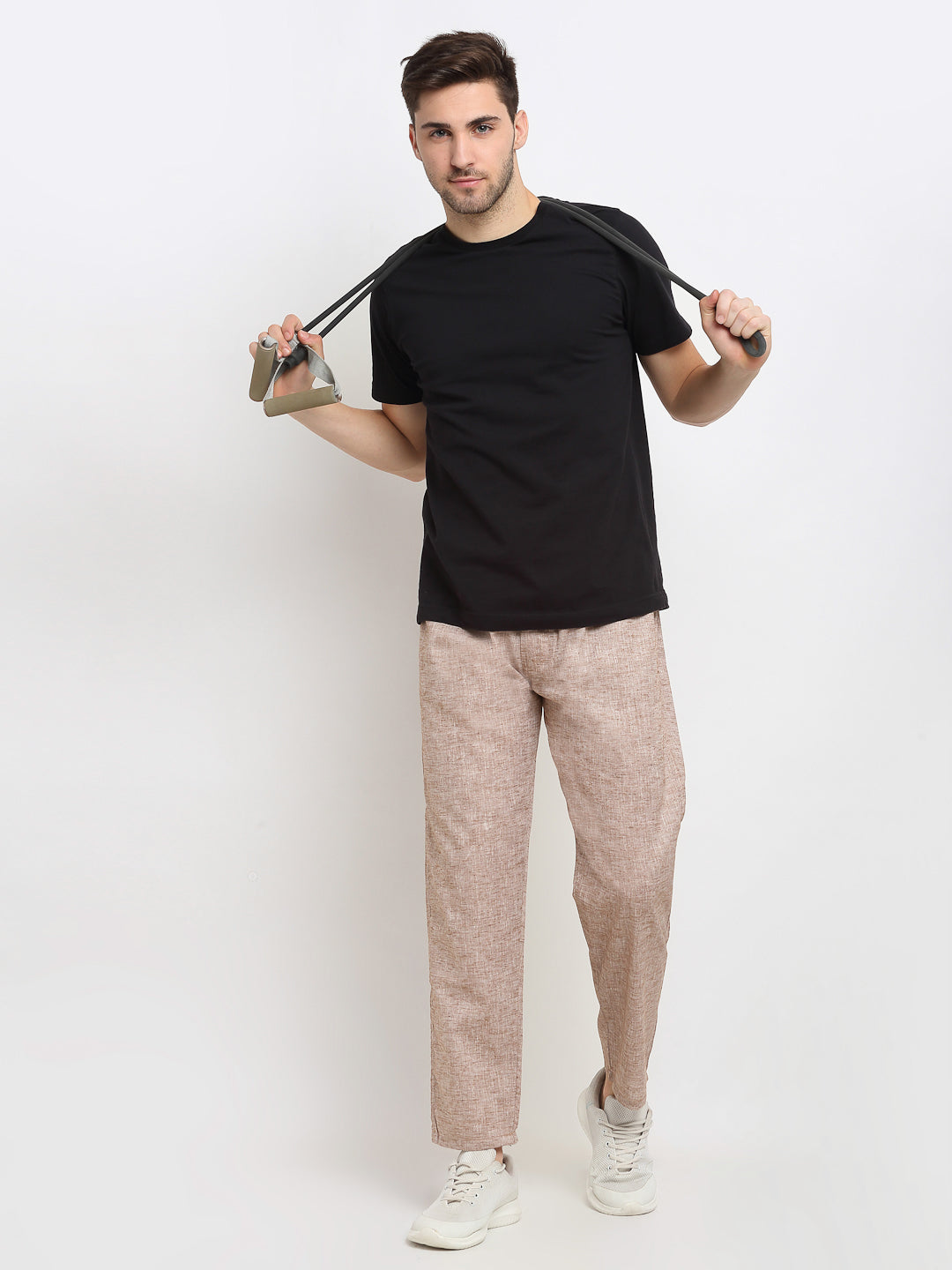 Jainish Men's Brown Linen Cotton Track Pants ( JOG 021Brown ) - Distacart