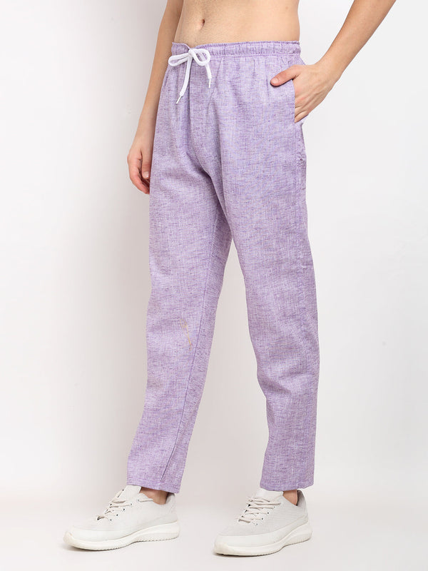 Jainish Men's Purple Linen Cotton Track Pants ( JOG 021Purple ) - Distacart