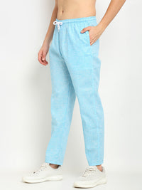 Thumbnail for Jainish Men's Blue Linen Cotton Track Pants ( JOG 021Sky ) - Distacart