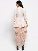 Thumbnail for Jompers Women Orange and White Striped Kurta with Dhoti Pants - Distacart