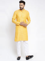 Thumbnail for Jompers Men's Yellow Woven Kurta Payjama Sets
