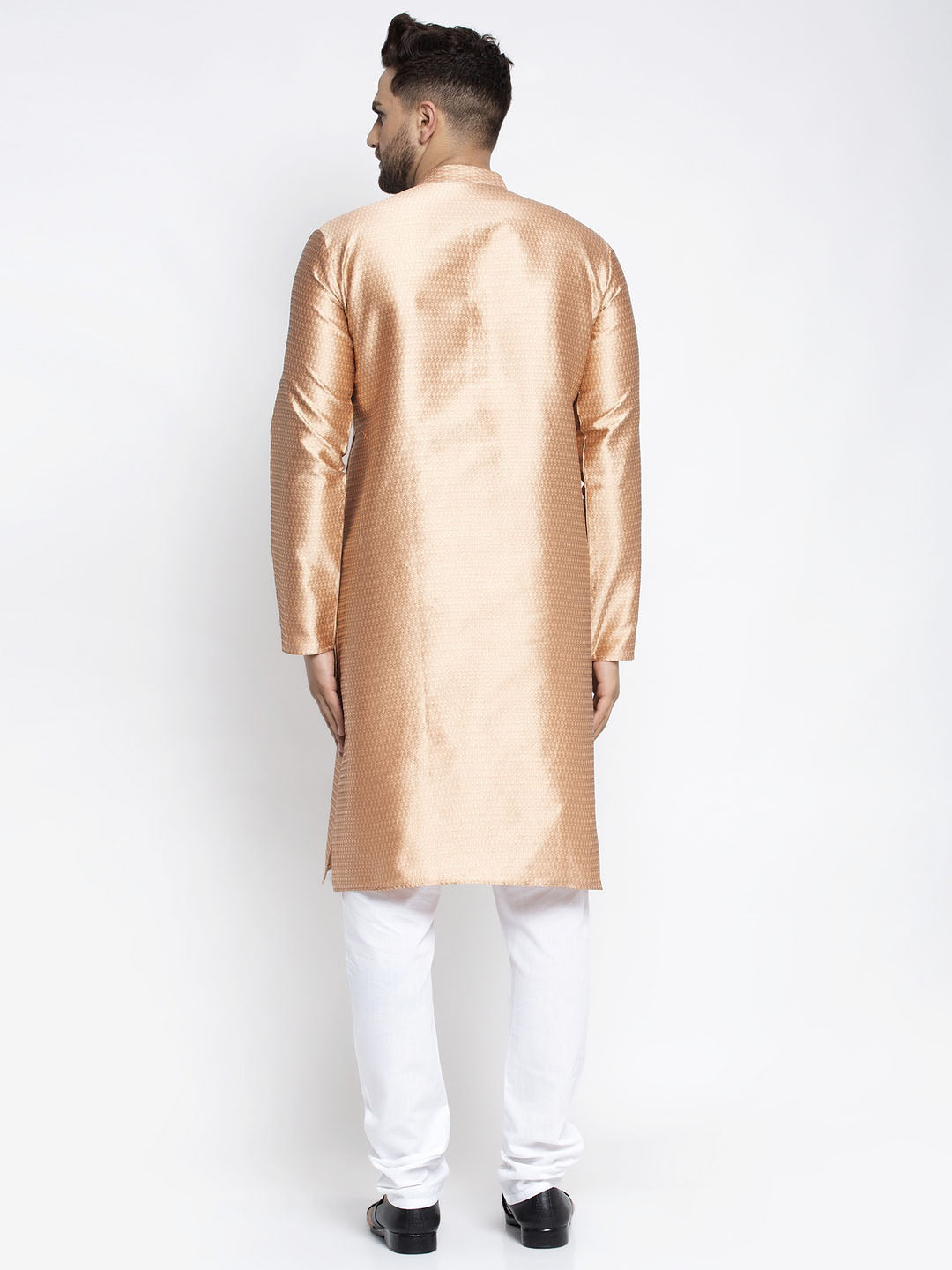 Jompers Men Bronze & White Woven Design Kurta with Pyjamas - Distacart