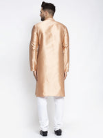 Thumbnail for Jompers Men Bronze & White Woven Design Kurta with Pyjamas - Distacart
