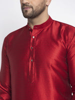 Thumbnail for Jompers Men Maroon & White Woven Design Kurta with Pyjamas - Distacart