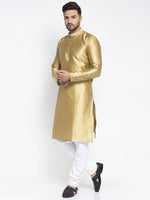 Thumbnail for Jompers Men Mustard & White Woven Design Kurta with Pyjamas - Distacart