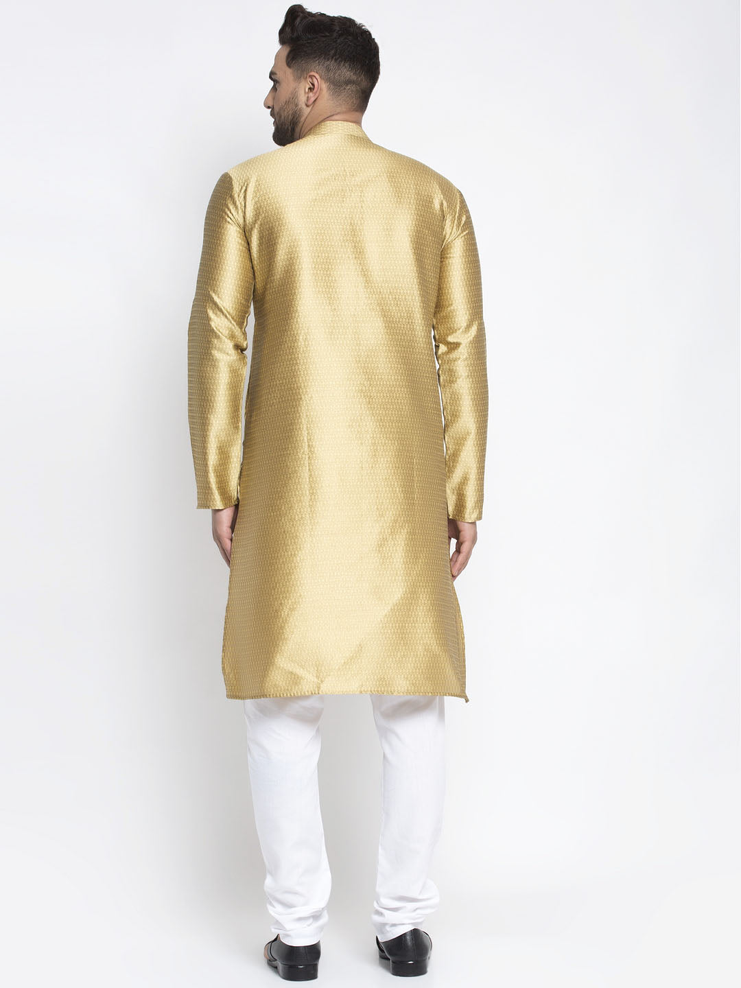 Jompers Men Mustard & White Woven Design Kurta with Pyjamas - Distacart