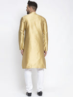 Thumbnail for Jompers Men Mustard & White Woven Design Kurta with Pyjamas - Distacart