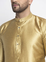 Thumbnail for Jompers Men Mustard & White Woven Design Kurta with Pyjamas - Distacart