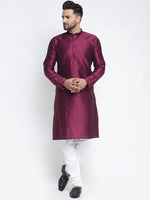 Thumbnail for Jompers Men Purple & White Woven Design Kurta with Pyjamas - Distacart