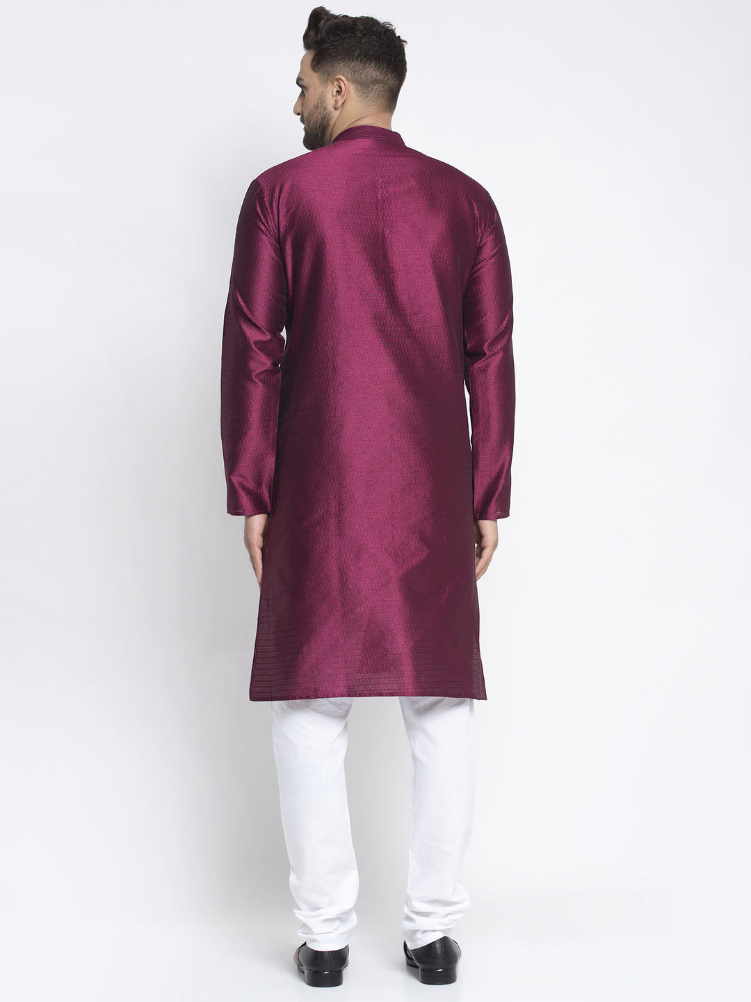Jompers Men Purple & White Woven Design Kurta with Pyjamas - Distacart