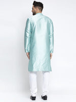 Thumbnail for Jompers Men Sky Blue & White Woven Design Kurta with Pyjamas - Distacart