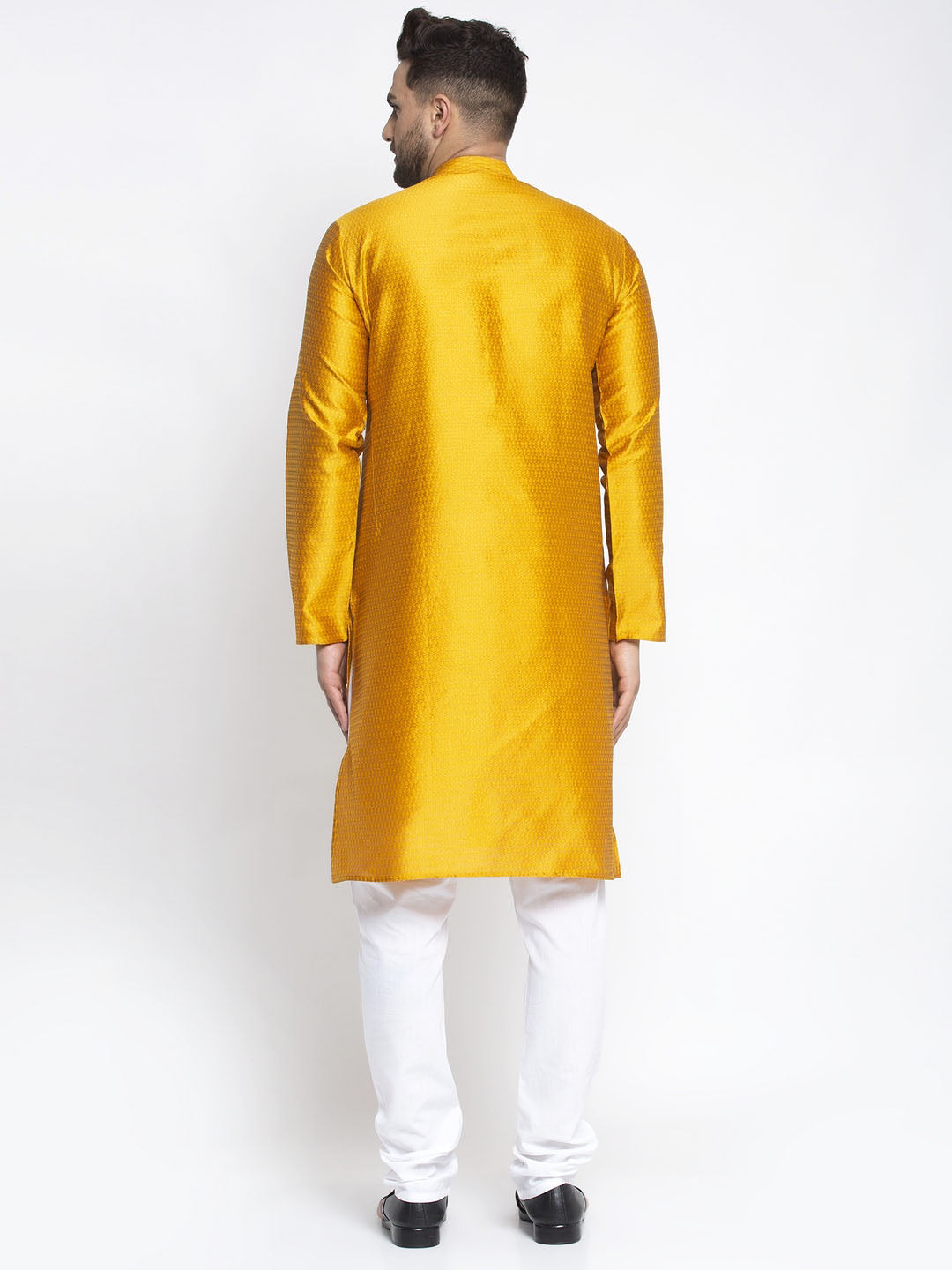 Jompers Men Yellow & White Woven Design Kurta with Pyjamas - Distacart
