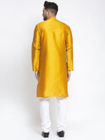 Thumbnail for Jompers Men Yellow & White Woven Design Kurta with Pyjamas - Distacart