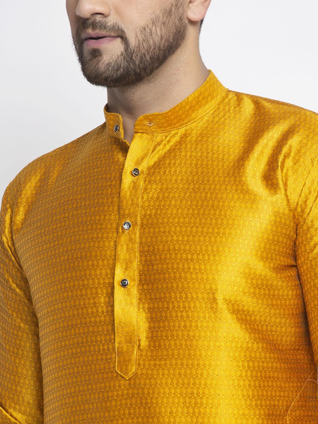Jompers Men Yellow & White Woven Design Kurta with Pyjamas - Distacart
