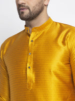 Thumbnail for Jompers Men Yellow & White Woven Design Kurta with Pyjamas - Distacart