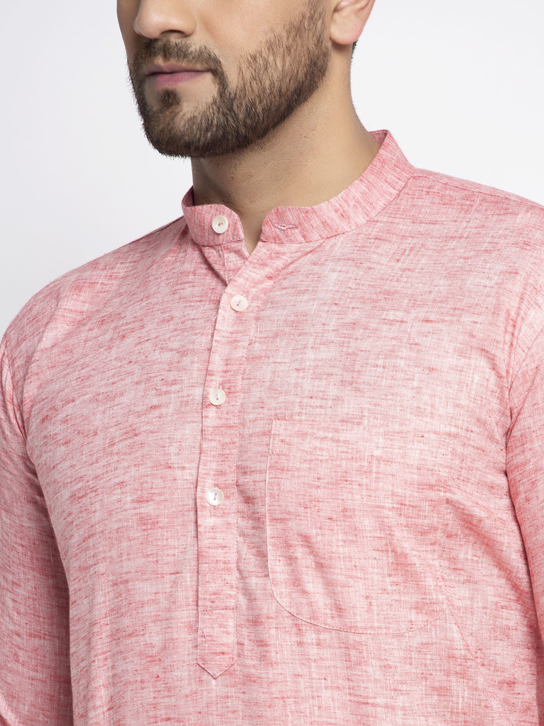 Jompers Men Pink & White Self Design Kurta with Pyjamas - Distacart