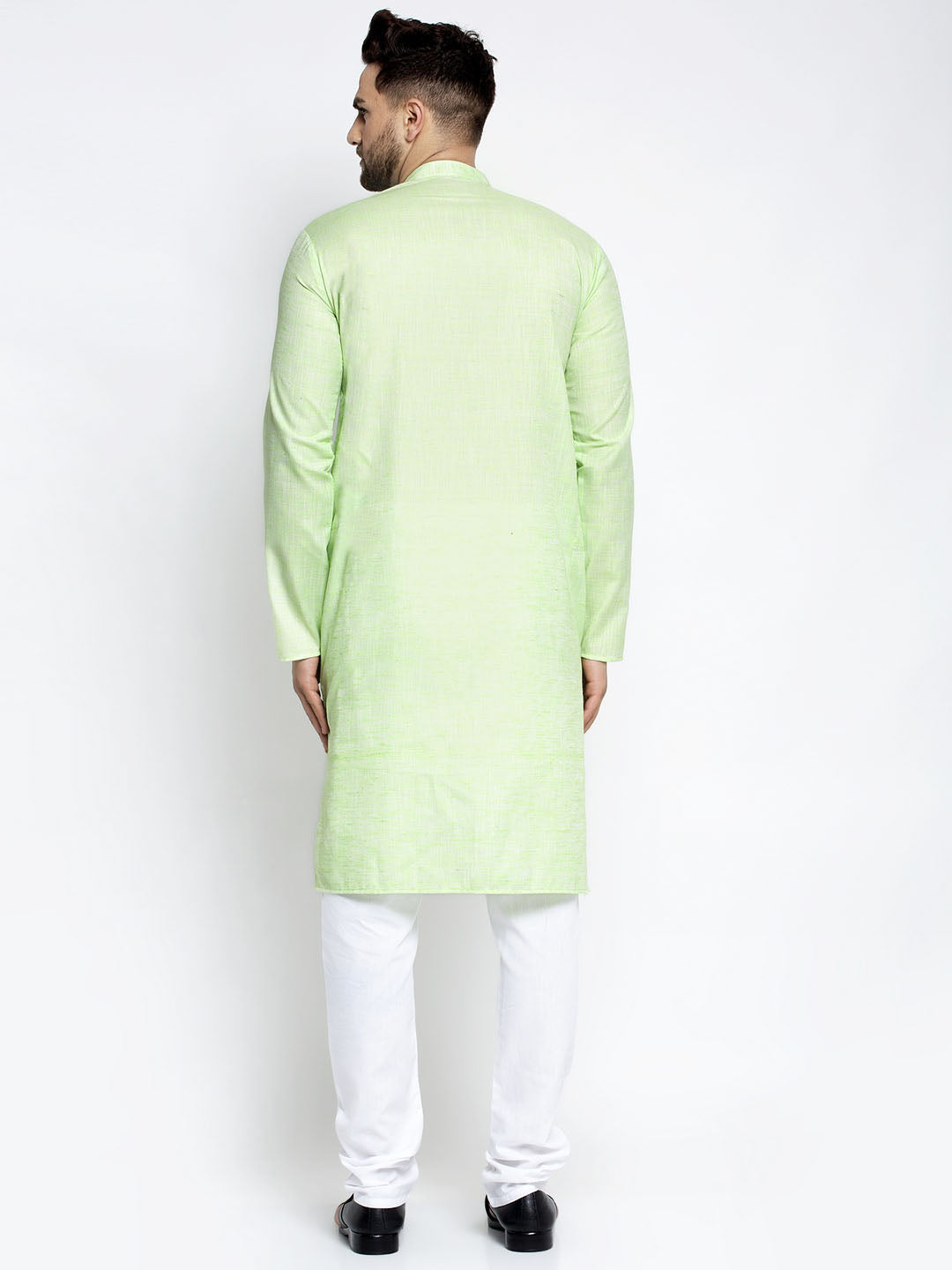 Jompers Men Green & White Self Design Kurta with Pyjamas - Distacart