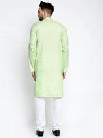 Thumbnail for Jompers Men Green & White Self Design Kurta with Pyjamas - Distacart