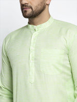 Thumbnail for Jompers Men Green & White Self Design Kurta with Pyjamas - Distacart