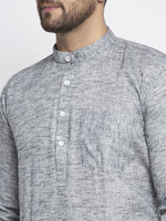 Thumbnail for Jompers Men Grey & White Self Design Kurta with Pyjamas - Distacart