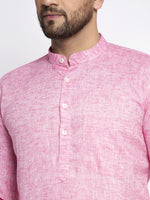 Thumbnail for Jompers Men Pink & White Self Design Kurta with Pyjamas - Distacart
