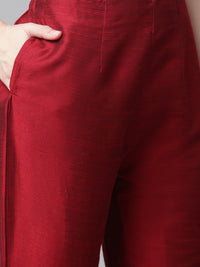 Thumbnail for Jompers Women Maroon Regular Kurta with Trousers & With Dupatta (Maroon) - Distacart